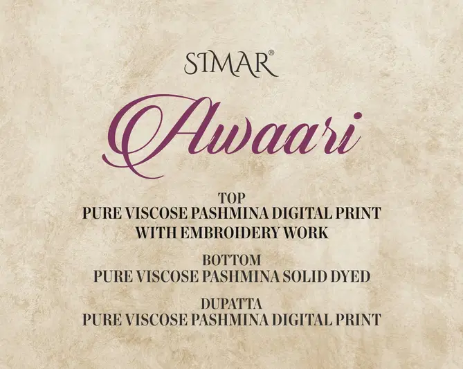 Awaari By Glossy Embroidery Pashmina Dress Material Wholesalers In Delhi